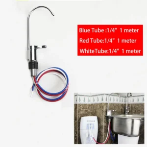 Gooseneck Faucet 3 Tube Non-Pressure 1/4 Inch Kitchen Water Purifier Faucet for Amway Water Filtration System