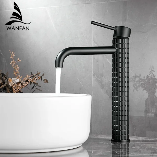 Luxury Brass Black Bathroom Basin Faucet Diamond Design Single Handle Mixer Tap Hot and Cold Vanity Sink Tap - Image 3