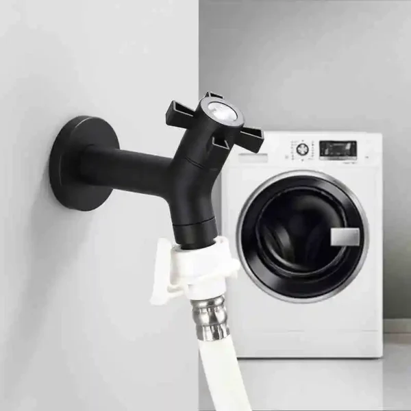 304 Stainless Steel Black Outdoor Garden Faucet Wall Mounted Corner Washing Machine Tap Bathroom Sink Faucet - Image 2