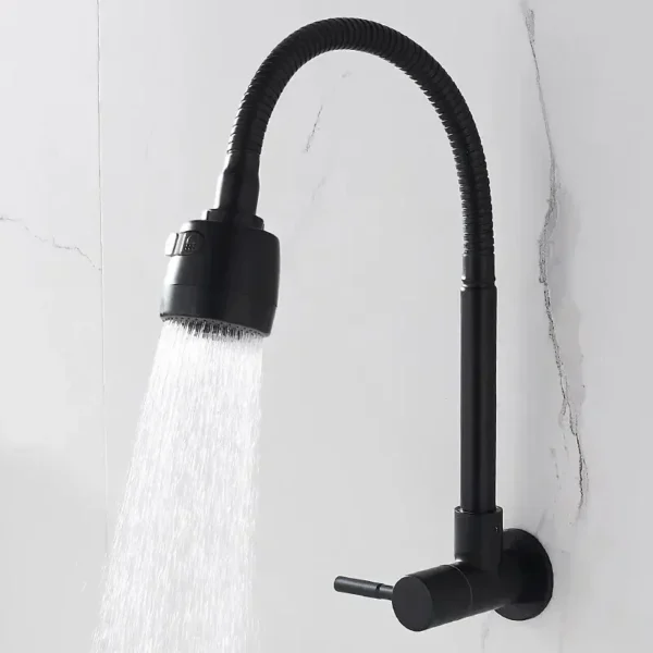 Universal Rotation Bathroom Faucet Stainless Steel Wall Mounted Single Cold Water Basin Sink Tap Nozzle - Image 4