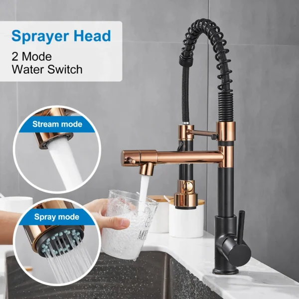 High Arc Kitchen Faucet with Pull Down Sprayer Single Handle Spring Kitchen Sink Mixer Tap - Image 3