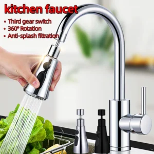 Universal 360° Rotation Kitchen Faucet 3 in 1 Anti Splash Filter Aerator Tap Adjustable Washbasin Mixer