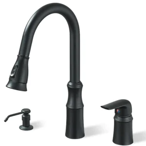Kitchen Faucet 3 Hole High Arc Sink Mixer with Pull Down Sprayer Soap Dispenser 2 Handle Oulantron Kitchen Tap