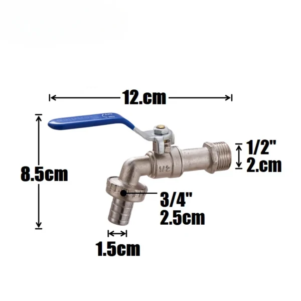 Zinc Alloy Garden Bibcock Blue Finish Outdoor Balcony Bathroom Faucet with Dual Nipple Connector - Image 6