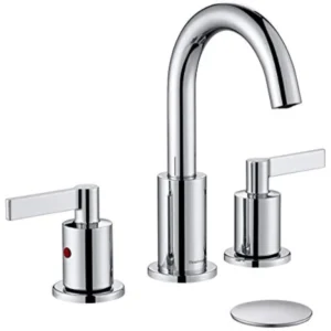 Chrome Widespread Bathroom Sink Faucet 2 Handle Vanity Faucet 8 Inch 3 Hole with Pop Up Drain High Arc Spout