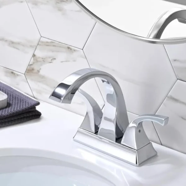 4 Inch Centerset Bathroom Sink Faucet 2 Handle Brass Vanity Faucet with Pop Up Drain 3 Hole Installation - Image 2
