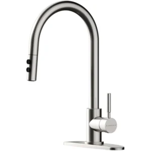 Brushed Nickel Kitchen Faucet Pull Down Sprayer High Arc Single Handle Kitchen Sink Tap 1 or 3 Hole Install