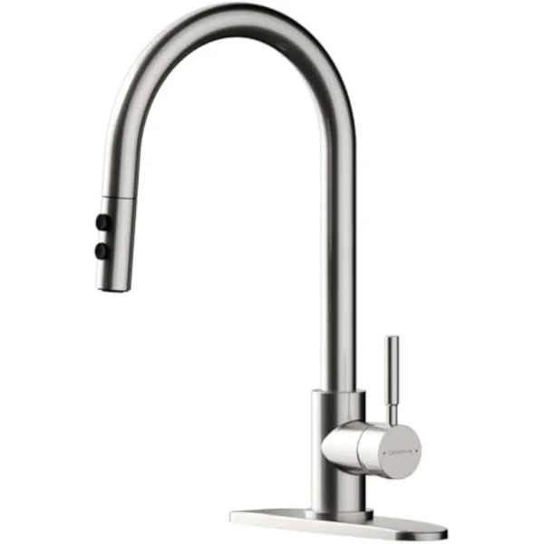 Brushed Nickel Kitchen Faucet Pull Down Sprayer High Arc Single Handle Kitchen Sink Tap 1 or 3 Hole Install