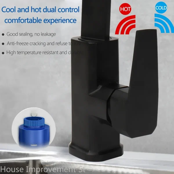 Kitchen Faucet Hot and Cold Mixer Tap 360° Swivel Vessel Sink Deck Mounted Faucet for Kitchen - Image 2