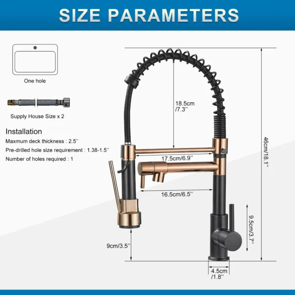 High Arc Kitchen Faucet with Pull Down Sprayer Single Handle Spring Kitchen Sink Mixer Tap - Image 2