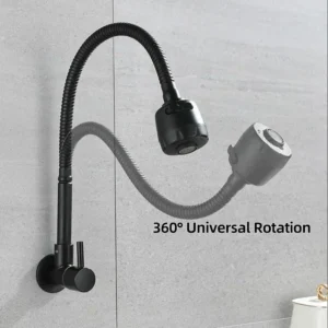 Universal Rotation Bathroom Faucet Stainless Steel Wall Mounted Single Cold Water Basin Sink Tap Nozzle
