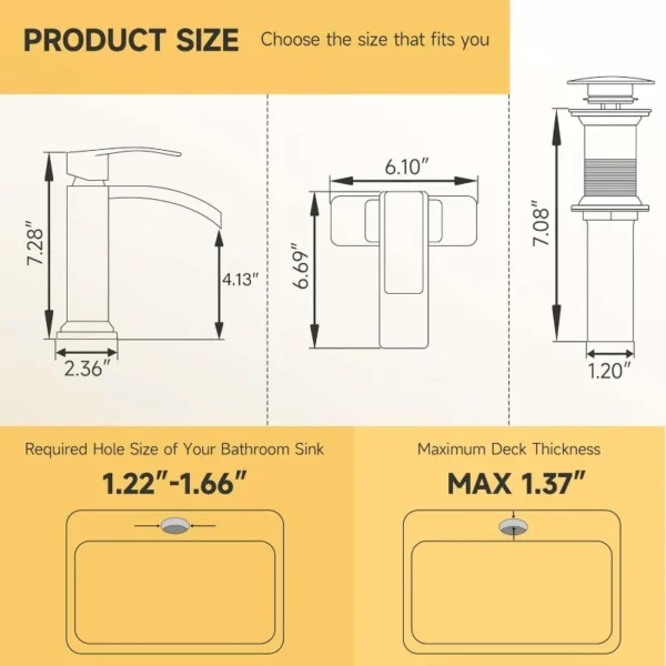 Waterfall Bathroom Sink Faucet Single Handle Basin Mixer Tap with Pop Up Drain Vanity Commercial Faucet - Image 2