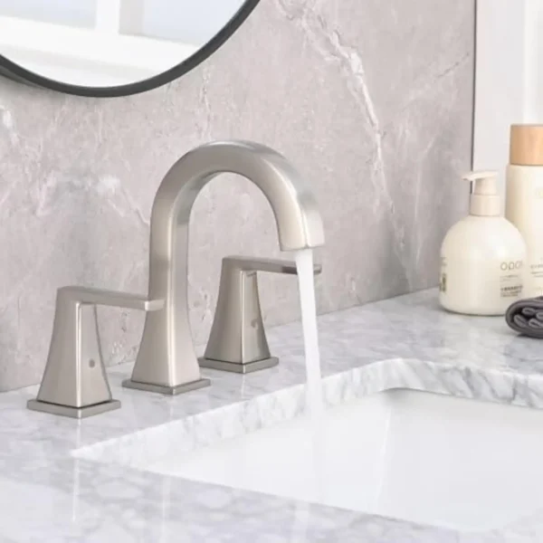 Bathroom Sink Faucet 3 Hole Widespread 2 Handle Vanity Faucet with Pop-Up Drain and Supply Lines Stainless Steel - Image 2