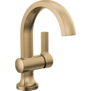 Delta Albion Single Hole Bathroom Sink Faucet Gold Finish Single Handle Vanity Faucet with Pop Up Drain