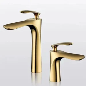 Golden Maple Leaf Single Hole Basin Faucet Hot and Cold Washbasin Countertop Raised Bathroom Sink Tap