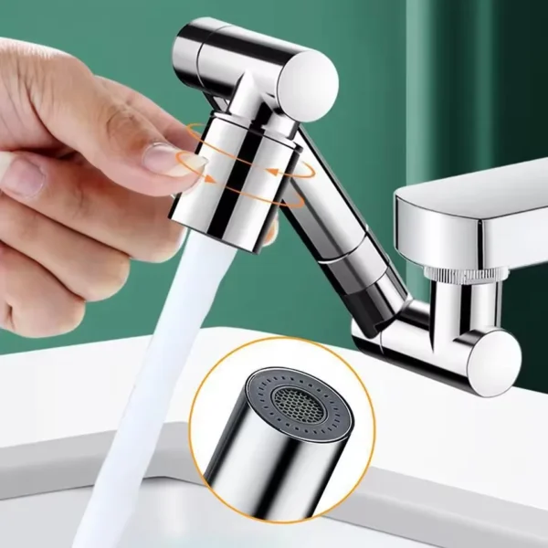 Retractable Faucet Extension Aerator 1440° Robotic Arm Swivel Nozzle Kitchen Sink Mixer Tap 2 Flow Modes - Image 2