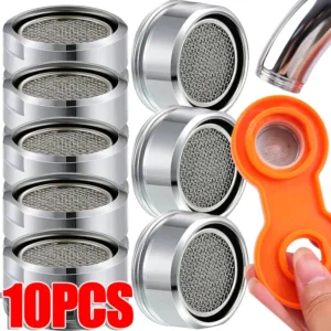 Faucet Aerator Replacement Kit 10pcs Brass Thread Bubbler Nozzle Water Saving Bathroom Sink Tap Parts
