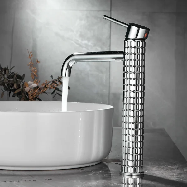 Luxury Brass Black Bathroom Basin Faucet Diamond Design Single Handle Mixer Tap Hot and Cold Vanity Sink Tap - Image 2