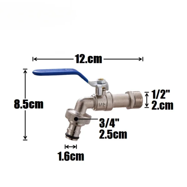 Zinc Alloy Garden Bibcock Blue Finish Outdoor Balcony Bathroom Faucet with Dual Nipple Connector - Image 5